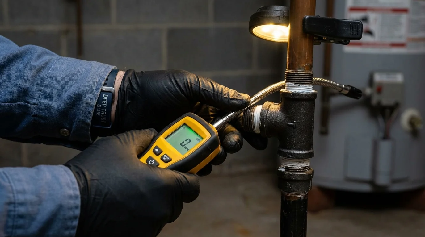 Gas leak detection with electronic sniffer by Johns Plumbing LLC in Barnwell