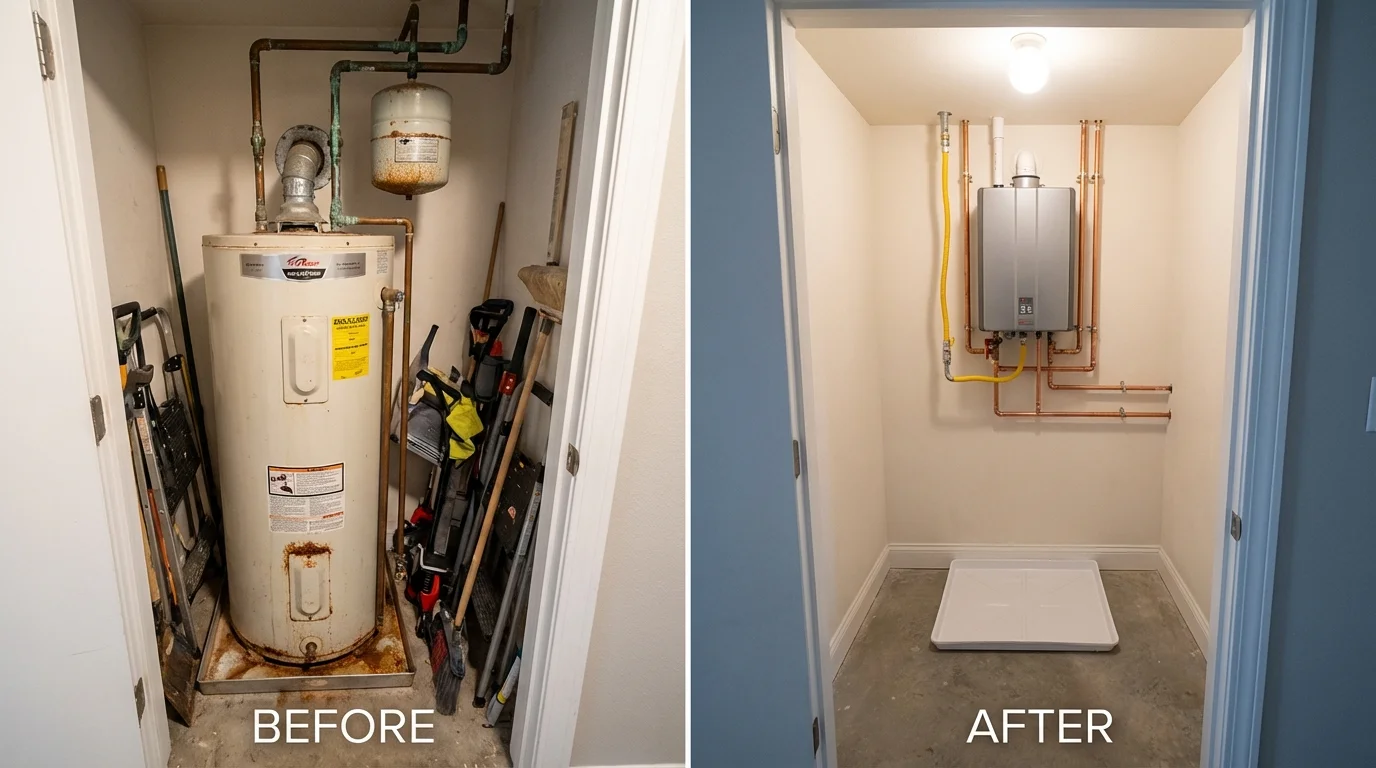 Tank water heater versus wall-mounted tankless unit comparison for Barnwell, SC homeowners