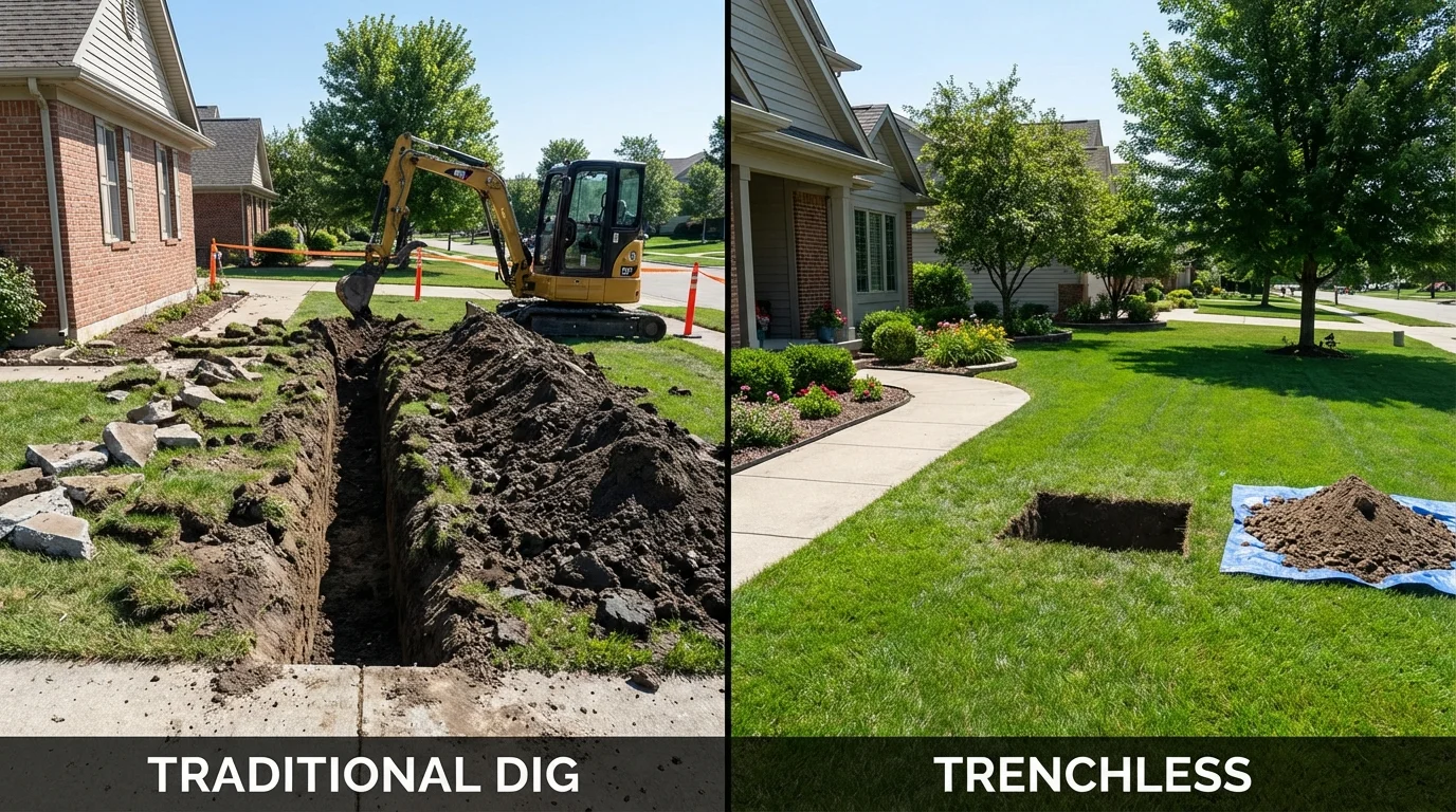 Trenchless sewer repair with minimal yard damage versus traditional excavation in Barnwell, SC